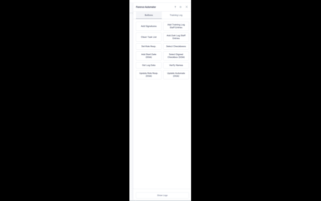 Screenshot of the Florence Extension sidebar docked on the right side of a Research Binders page